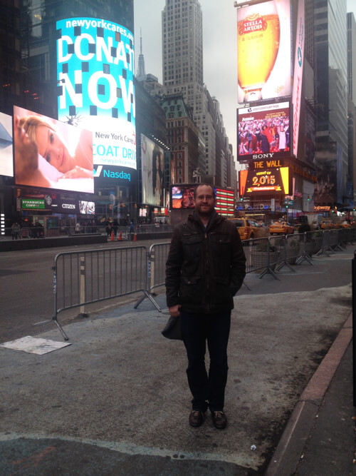 In Times Square a few days before Christmas
